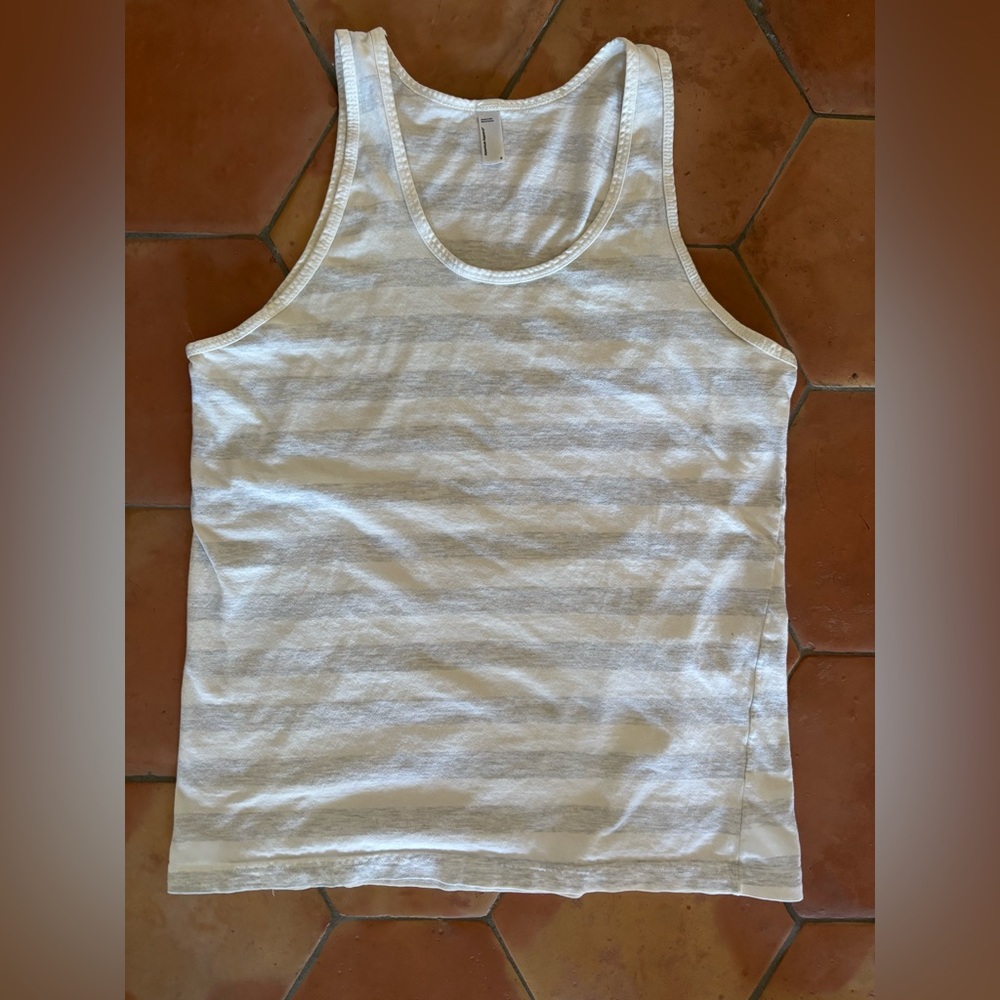 American Apparel | Cotton tank in grey and white | sz S